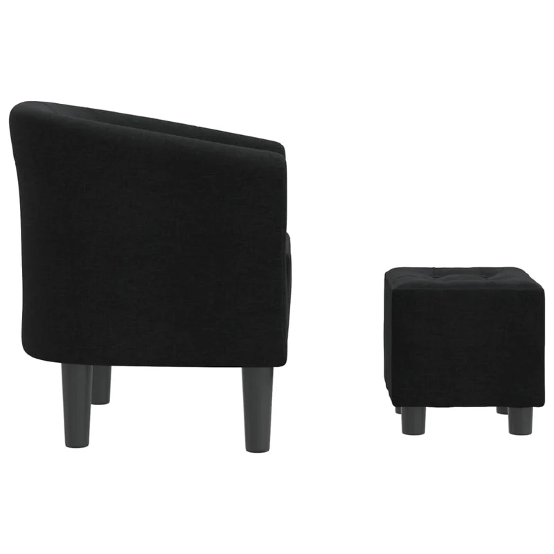 Fauteuil lounge assise confortable design moderne avec repose-pied en tissu noir DEC026430