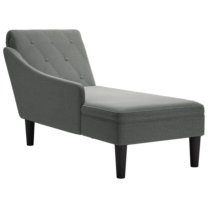 Méridienne chaise longue canapé pour intérieur avec coussin et accoudoir droit en tissu gris foncé DEC026256