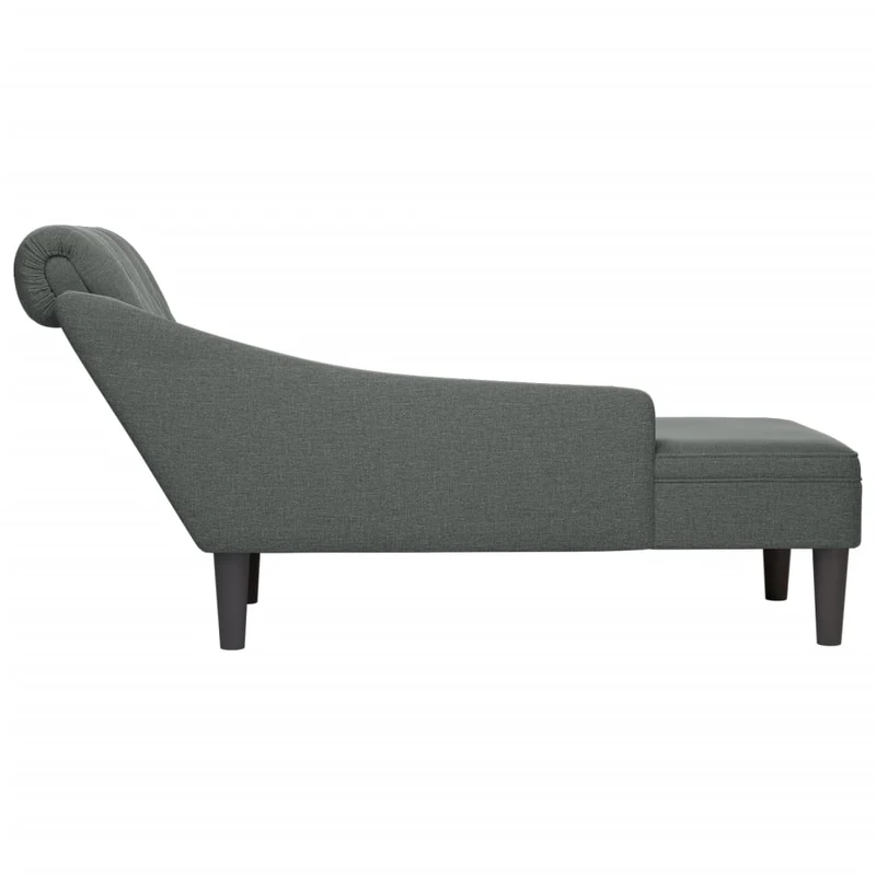 Méridienne chaise longue canapé pour intérieur avec coussin et accoudoir droit en tissu gris foncé DEC026256