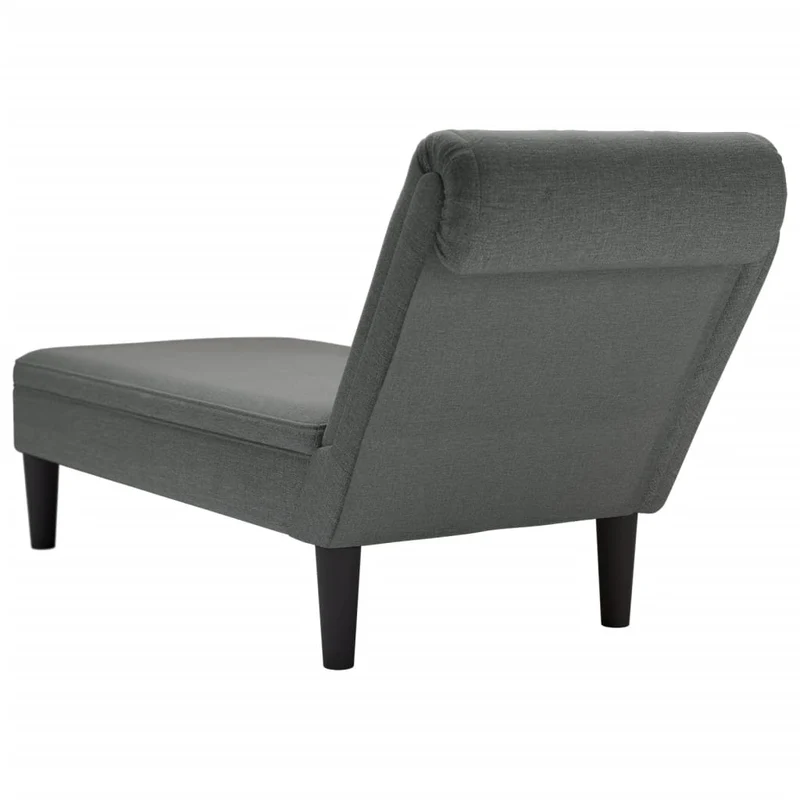Méridienne chaise longue canapé pour intérieur avec coussin et accoudoir droit en tissu gris foncé DEC026256