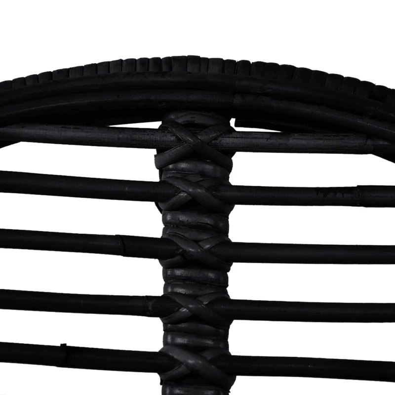 Set de 2 chaises de salle à manger style colonial en rotin naturel noir pieds en fer forgé DEC025551