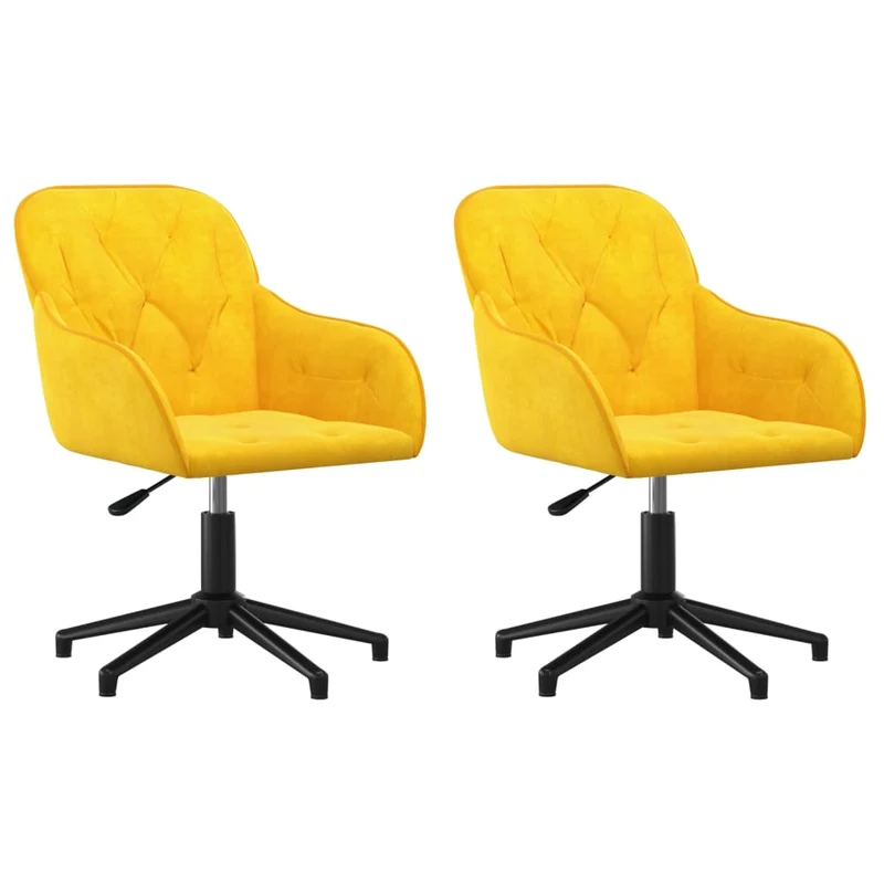 Lot de 2 chaises de salle à manger siège pivotant hauteur réglable en velours jaune DEC025267