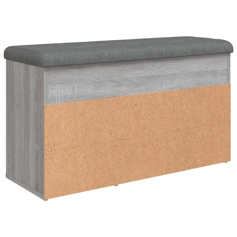 Banc de rangement à chaussures avec coussin d'assise 82 x 32 x 45,5 cm bois d'ingénierie couleur sonoma gris DEC024947