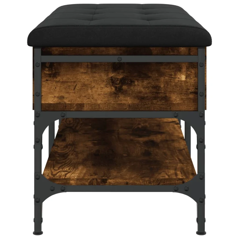 Banc de rangement à chaussures avec espace de rangement 82 x 42 x 45 cm en bois d'ingénierie couleur chêne fumé DEC024854