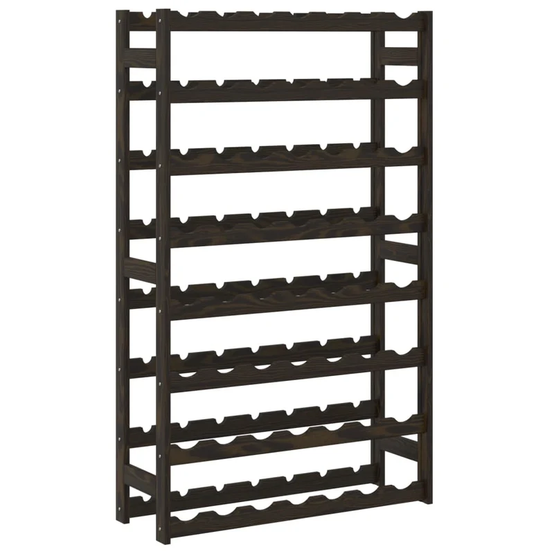 Casier range bouteilles étagère de rangement vin 8 niveaux pour 56 bouteilles en bois de pin noir DEC024333