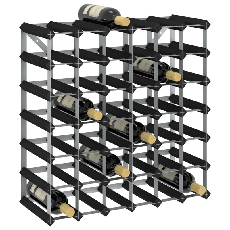 Casier range bouteilles étagère de rangement vin pour 42 bouteilles en bois de pin noir DEC024324