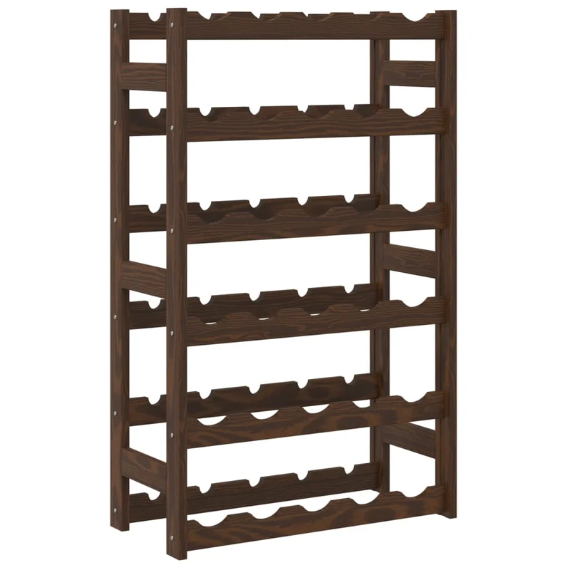 Casier range bouteilles étagère de rangement vin pour 30 bouteilles en bois de pin marron DEC024314