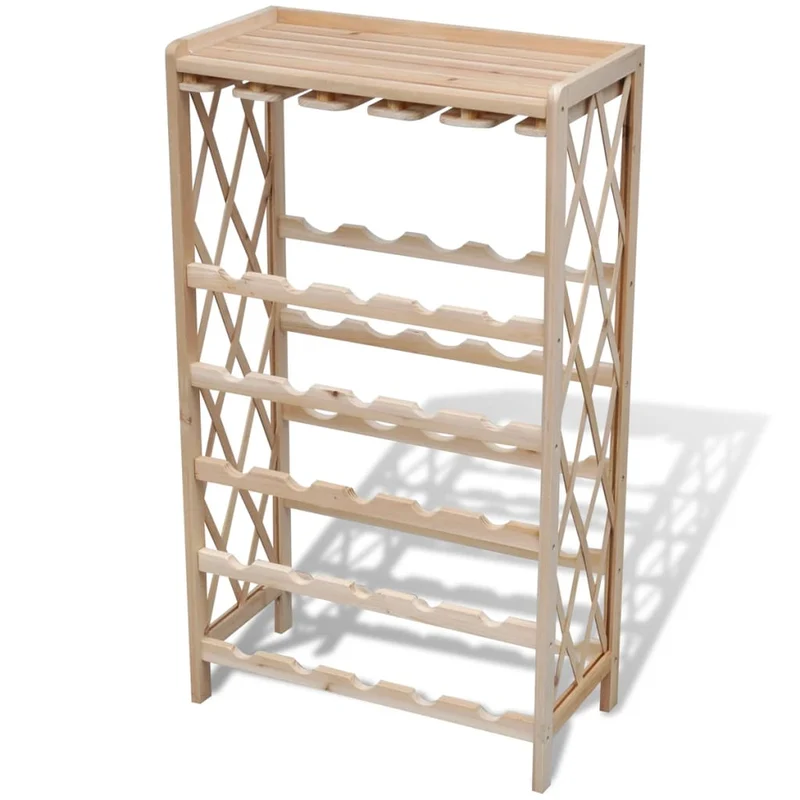 Casier range bouteilles étagère de rangement vin pour 25 bouteilles en bois de sapin DEC024310