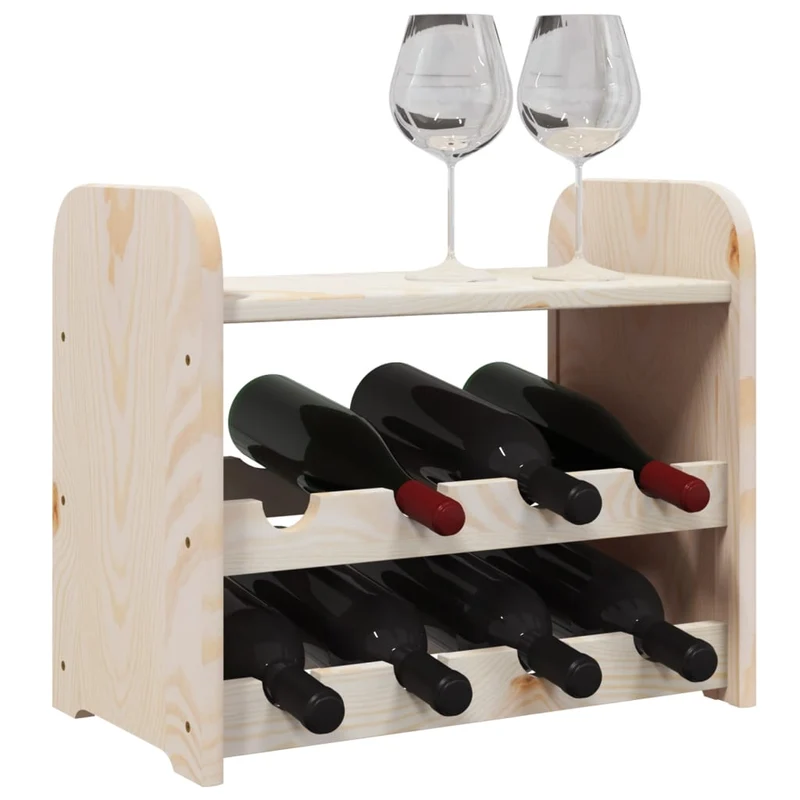 Casier range bouteilles étagère de rangement vin jusqu'à 8 bouteilles 43 x 25 x 37 cm bois pin DEC024364