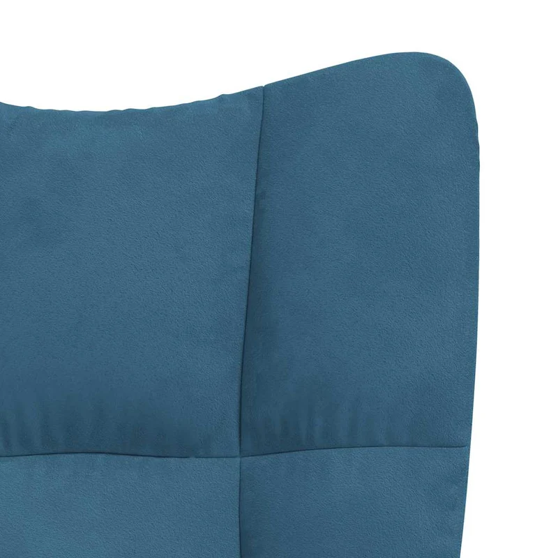 Fauteuil lounge chaise de canapé design moderne en velours bleu pieds bois et acier DEC026647