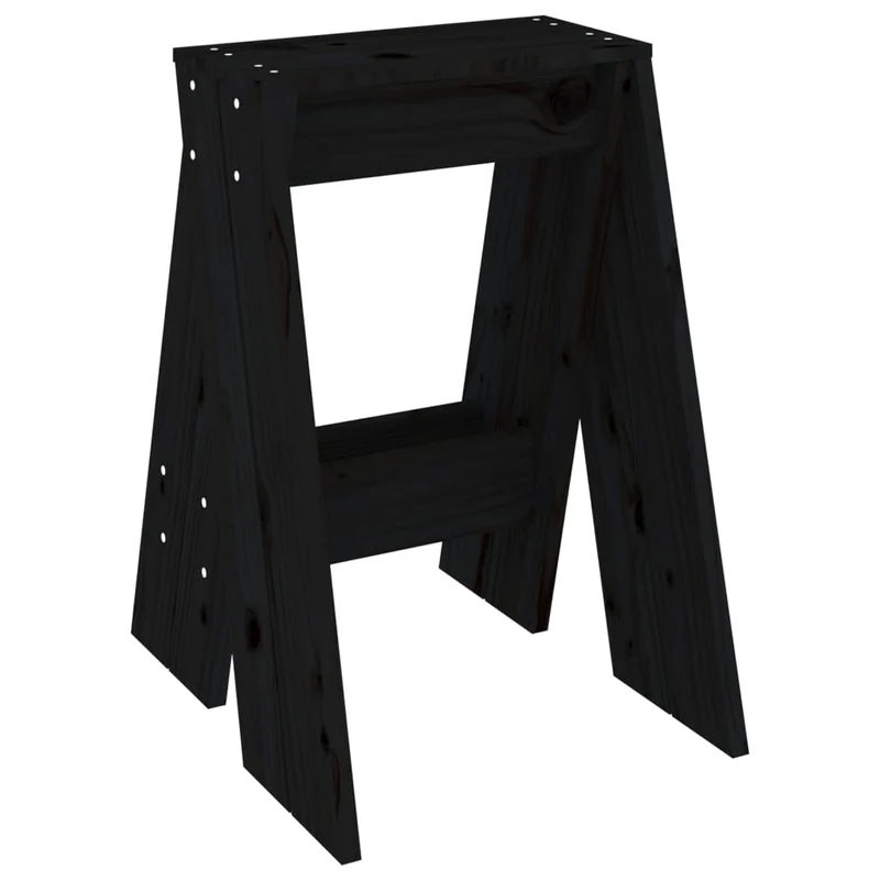 Lot de 2 tabouret assise siège de cuisine 40 x 40 x 60 cm en bois massif de pin noir DEC026412