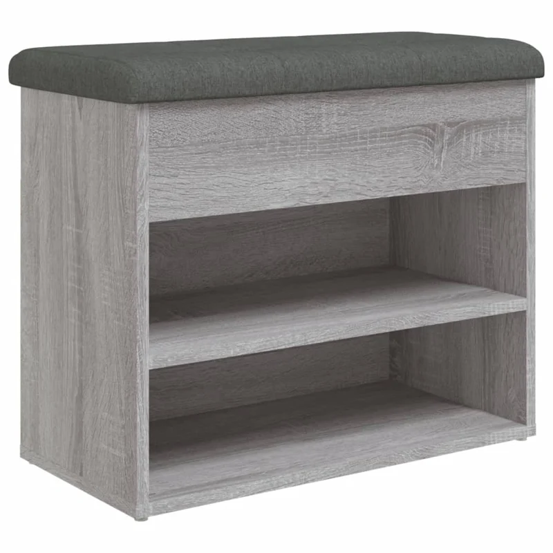 Banc de rangement à chaussures couleur sonoma gris 62 x 32 x 50 cm en bois d'ingénierie DEC024941