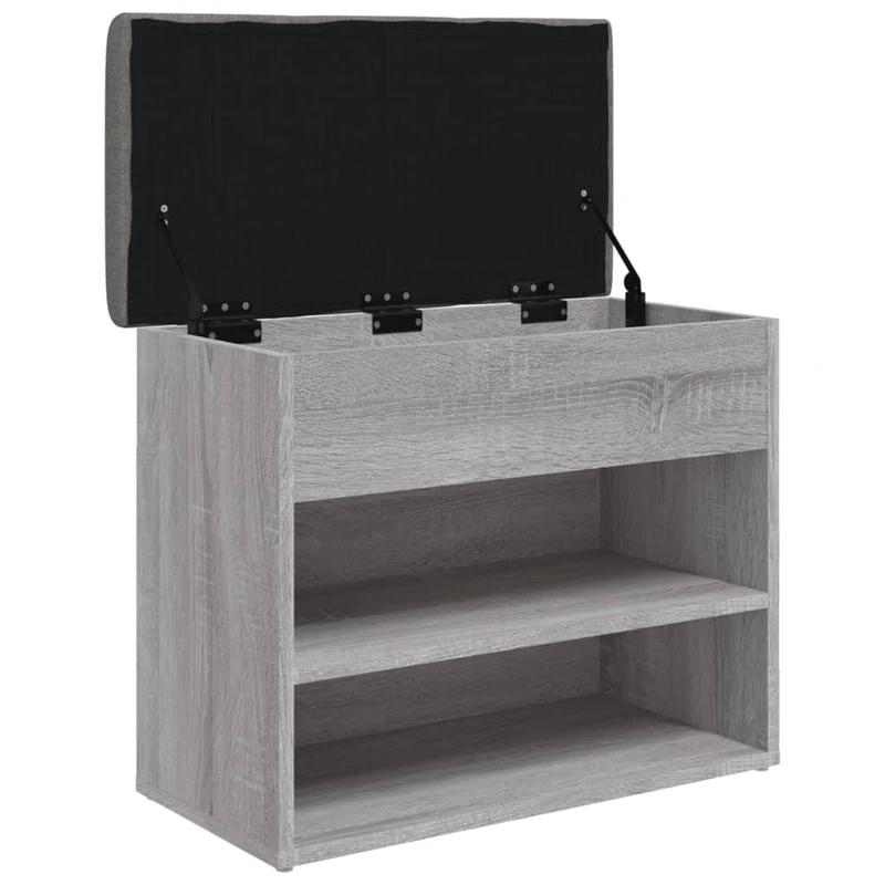 Banc de rangement à chaussures couleur sonoma gris 62 x 32 x 50 cm en bois d'ingénierie DEC024941