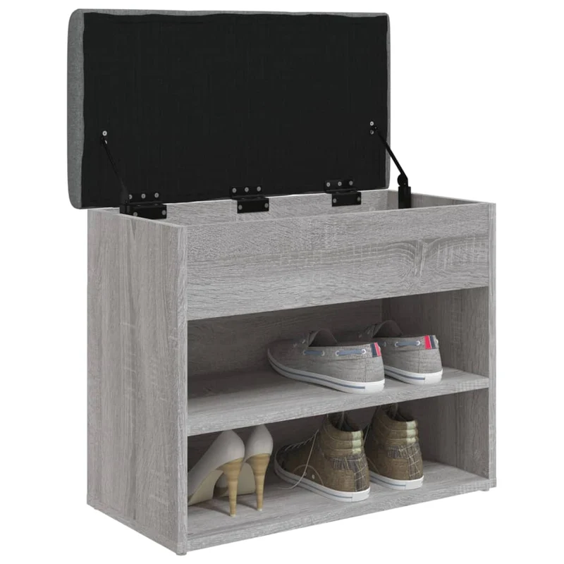 Banc de rangement à chaussures couleur sonoma gris 62 x 32 x 50 cm en bois d'ingénierie DEC024941