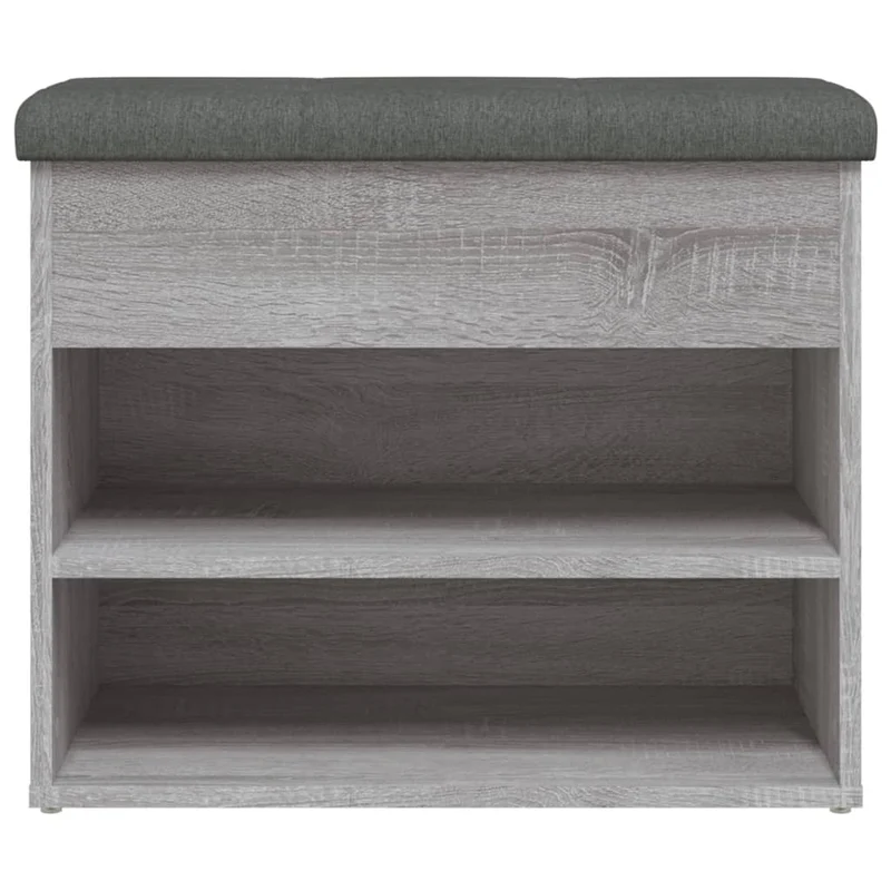 Banc de rangement à chaussures couleur sonoma gris 62 x 32 x 50 cm en bois d'ingénierie DEC024941