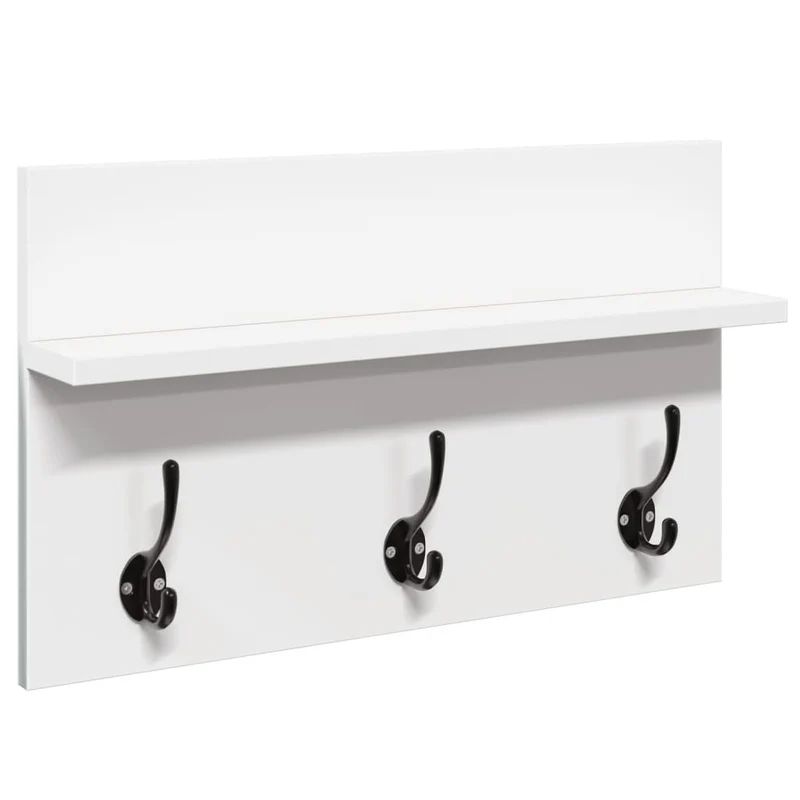 Ensemble de meubles de couloir banc avec tiroirs porte manteaux et miroir en bois d'ingénierie blanc DEC024964