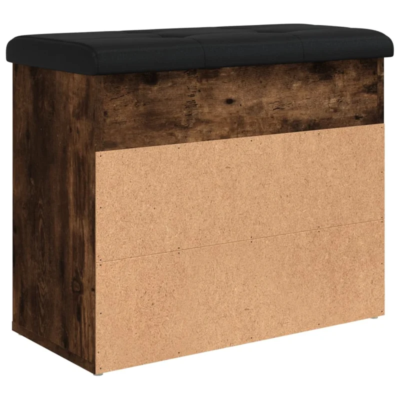 Banc de rangement à chaussures avec coussin d'assise couleur chêne fumé 62 x 32 x 50 cm bois d'ingénierie DEC024845