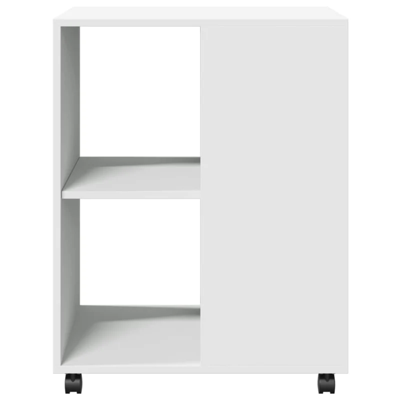 Table d'appoint sur roulettes deux étagères et espace de rangement 55 x 60 x 78 cm en bois d'ingénierie blanc DEC024612
