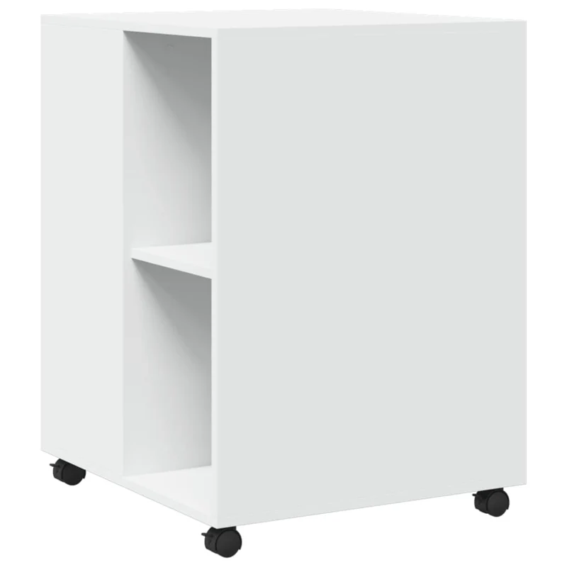 Table d'appoint sur roulettes deux étagères et espace de rangement 55 x 60 x 78 cm en bois d'ingénierie blanc DEC024612