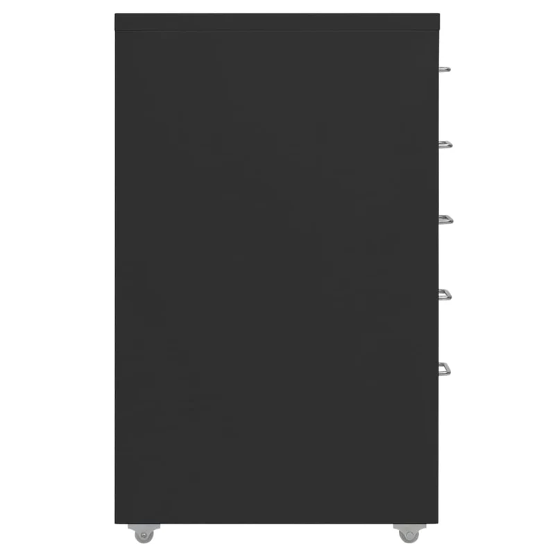 Caissons à tiroirs meuble de bureau sur roulettes 5 tiroirs 28 x 41 x 69 cm en métal noir DEC024579