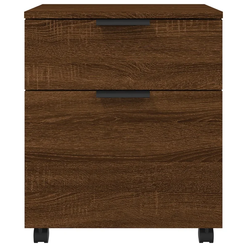 Caissons à tiroirs meuble de bureau sur roulettes couleur chêne marron 45 x 38 x 54 cm bois d'ingénierie DEC024562