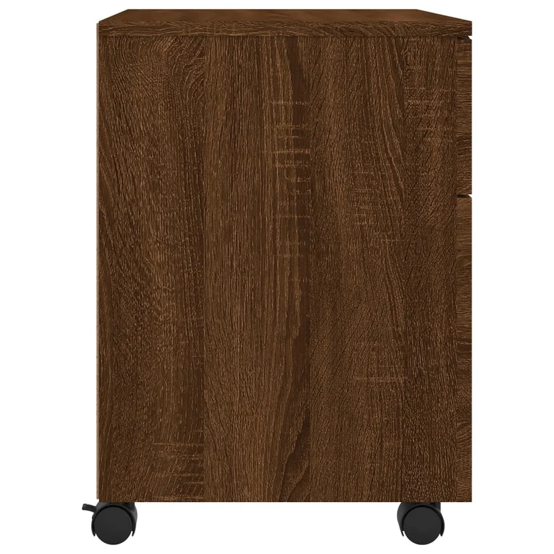 Caissons à tiroirs meuble de bureau sur roulettes couleur chêne marron 45 x 38 x 54 cm bois d'ingénierie DEC024562