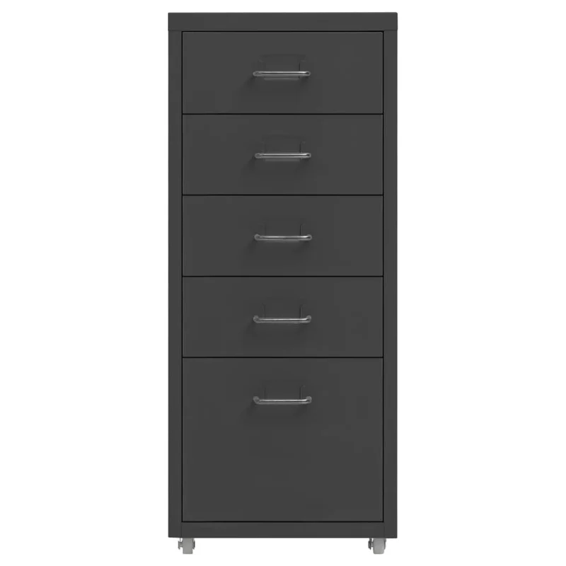 Caissons à tiroirs meuble de bureau sur roulettes 5 tiroirs 28 x 41 x 69 cm en métal anthracite DEC024555