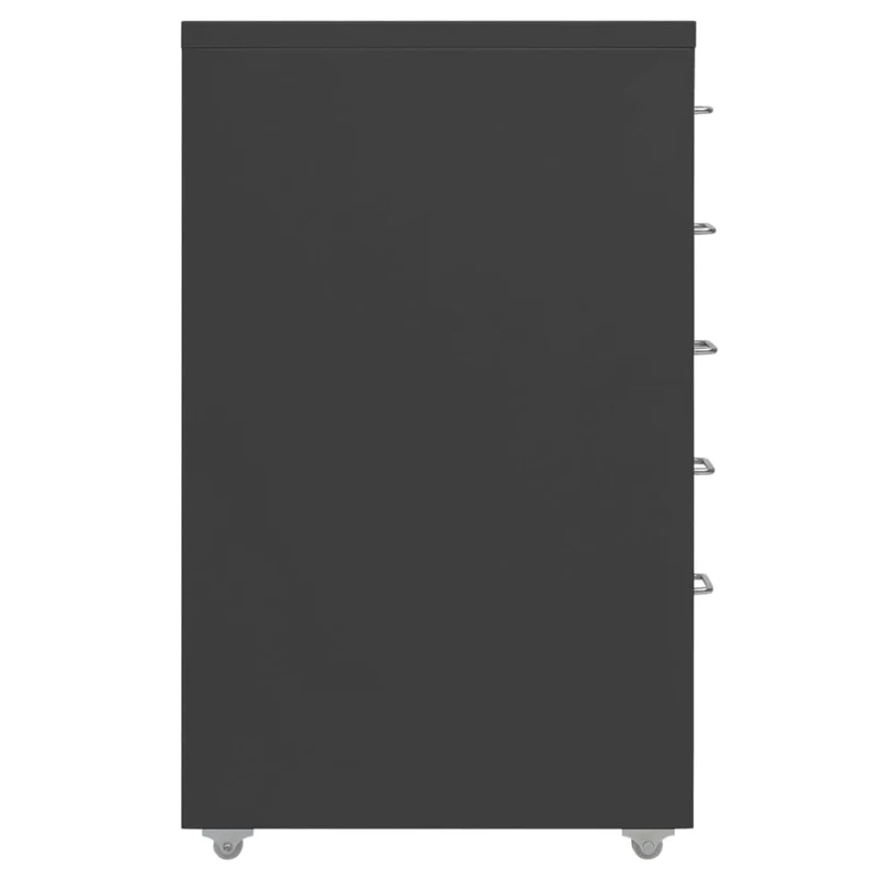 Caissons à tiroirs meuble de bureau sur roulettes 5 tiroirs 28 x 41 x 69 cm en métal anthracite DEC024555