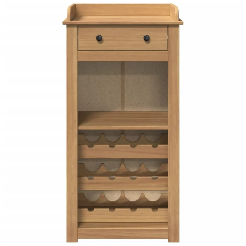 Armoire à vin jusqu'à 9 bouteilles tiroirs et espace de rangement 57 x 40 x 111,5 cm bois de pin brun DEC024440