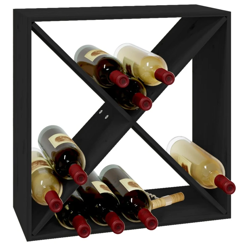 Armoire à vin avec 4 espaces de rangement bouteilles 62 x 25 x 62 cm bois de pin noir DEC024438