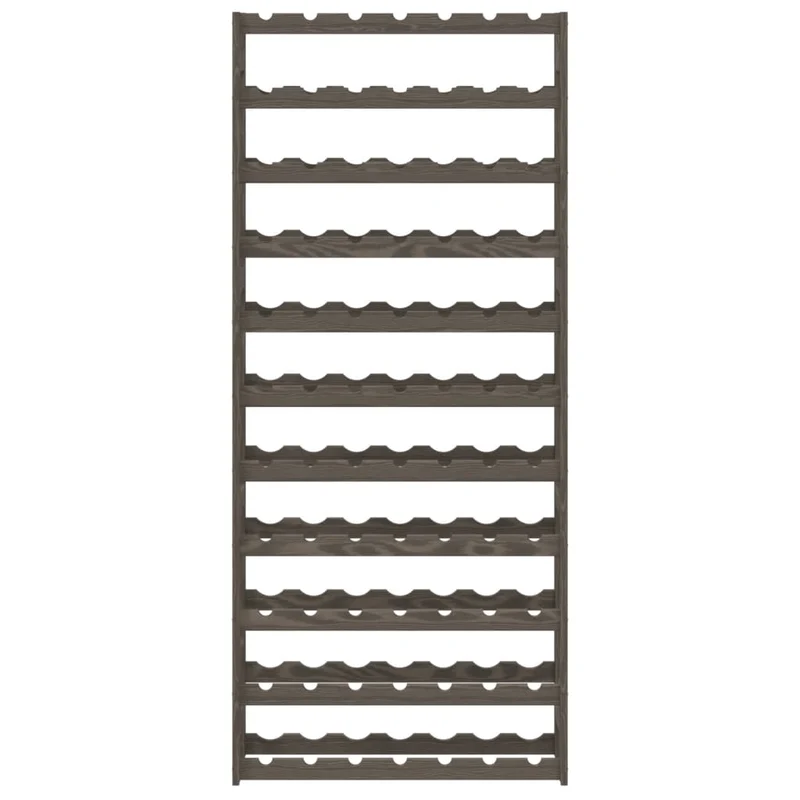 Casier range bouteilles étagère de rangement vin pour 77 bouteilles 11 niveaux en bois de pin gris DEC024342