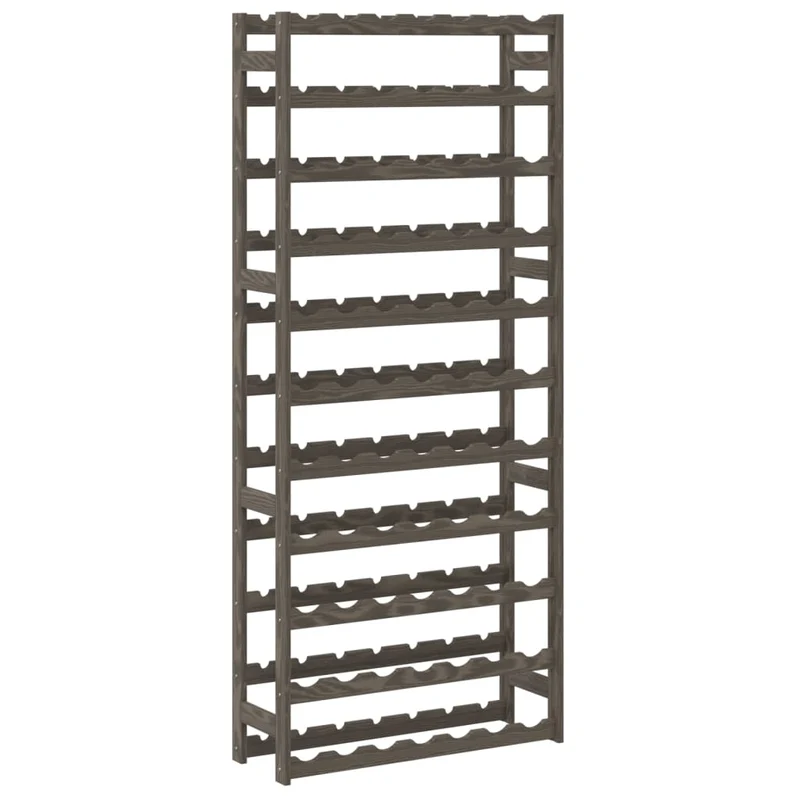 Casier range bouteilles étagère de rangement vin pour 77 bouteilles 11 niveaux en bois de pin gris DEC024342