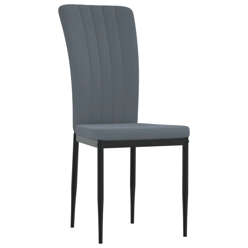 Set de 4 chaises de salle à manger en tissu velours gris foncé cadre en fer DEC025626