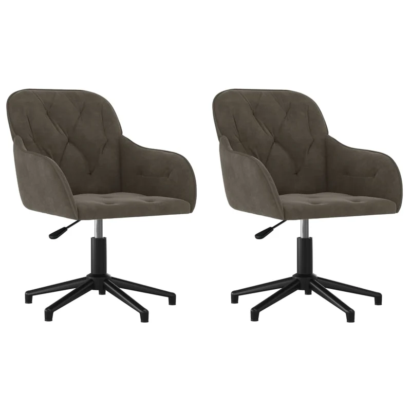 Lot de 2 chaises de salle à manger siège pivotant hauteur réglable velours gris foncé DEC025256