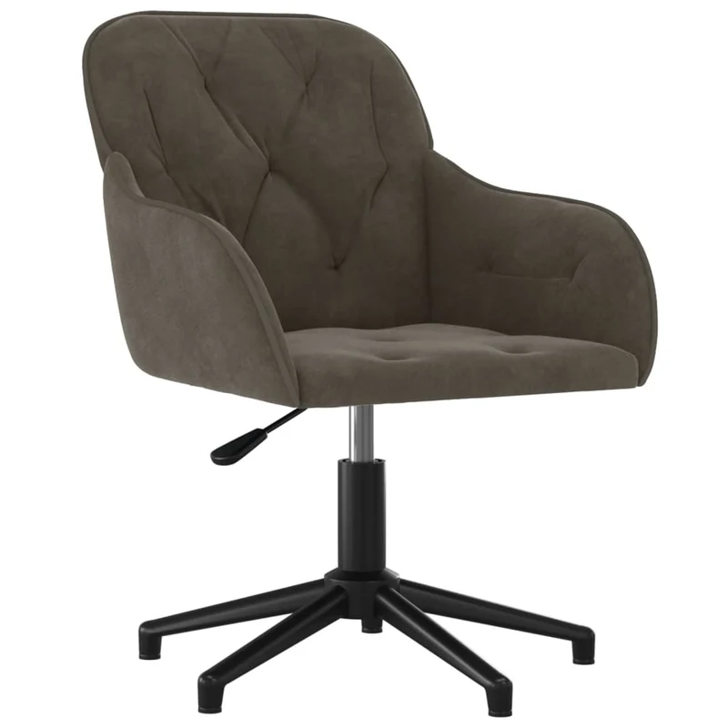 Lot de 2 chaises de salle à manger siège pivotant hauteur réglable velours gris foncé DEC025256