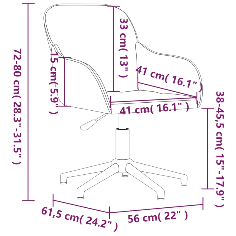 Lot de 2 chaises de salle à manger siège pivotant hauteur réglable velours gris foncé DEC025256