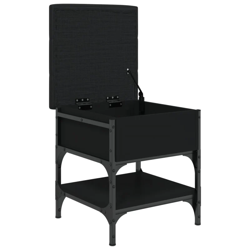 Banc de rangement à chaussures 42 x 42 x 45 cm bois d'ingénierie noir cadre en métal DEC024915