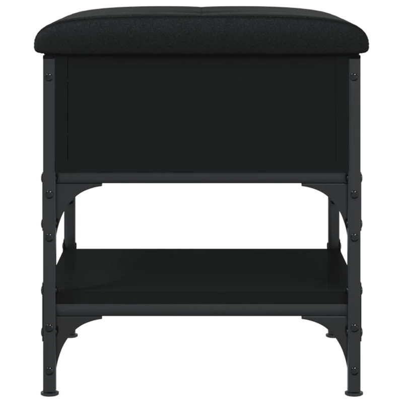 Banc de rangement à chaussures 42 x 42 x 45 cm bois d'ingénierie noir cadre en métal DEC024915