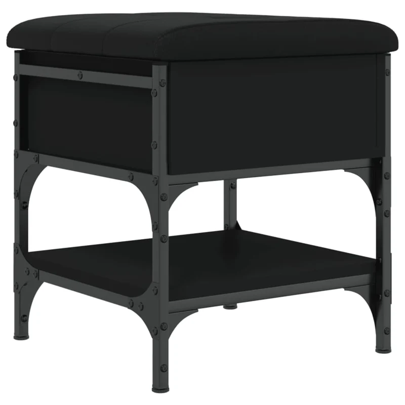 Banc de rangement à chaussures 42 x 42 x 45 cm bois d'ingénierie noir cadre en métal DEC024915