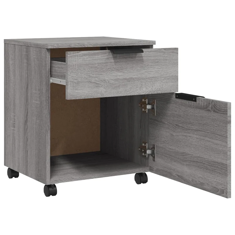 Caissons à tiroirs meuble de bureau mobile sur roulettes couleur sonoma gris 45 x 38 x 54 cm MDF gris DEC024566