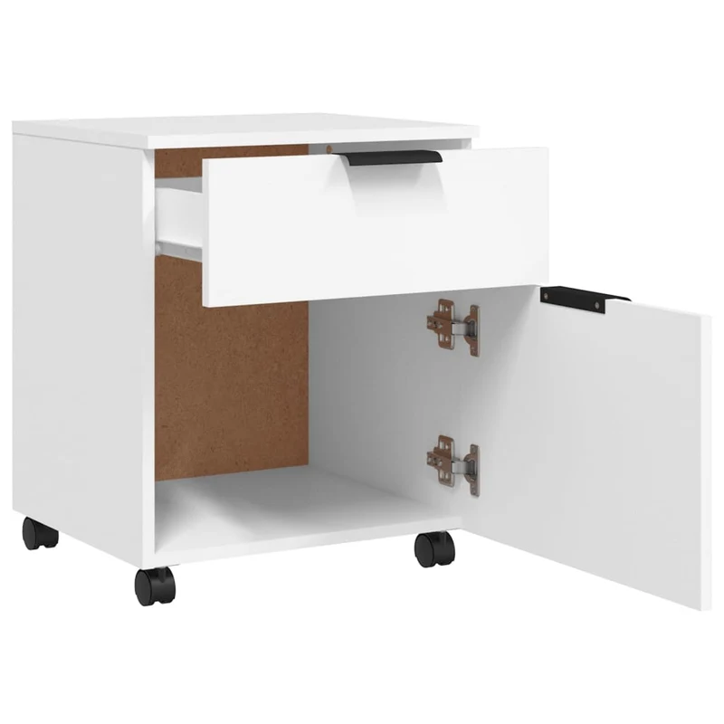 Caissons à tiroirs meuble de bureau mobile sur roulettes 45 x 38 x 54 cm bois d'ingénierie blanc DEC024560