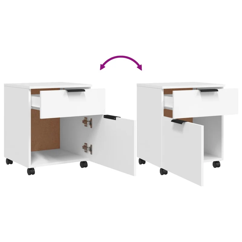 Caissons à tiroirs meuble de bureau mobile sur roulettes 45 x 38 x 54 cm bois d'ingénierie blanc DEC024560