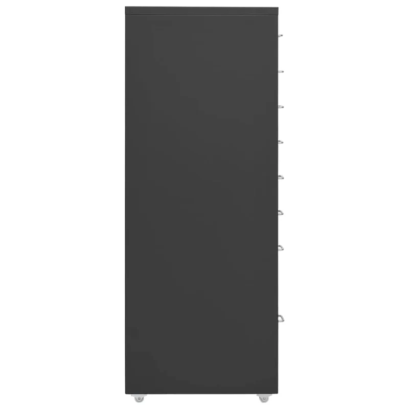 Caissons à tiroirs meuble de bureau sur roulettes 8 tiroirs 28 x 41 x 109 cm en métal anthracite DEC024554