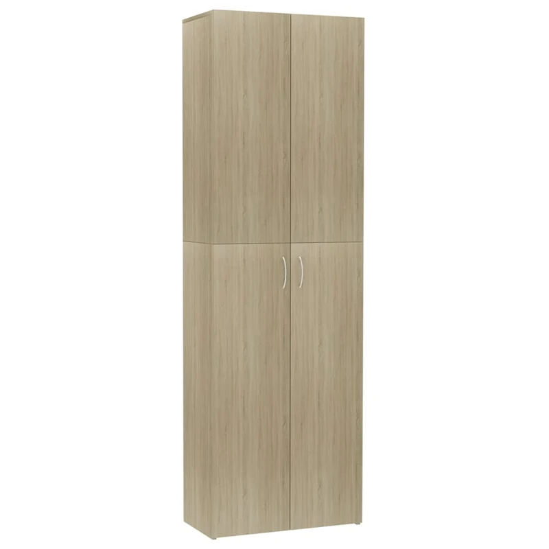 Meuble de bureau armoire de rangement 5 étagères avec deux portes couleur chêne sonoma 60 x 32 x 190 cm bois d'ingénierie DEC024464