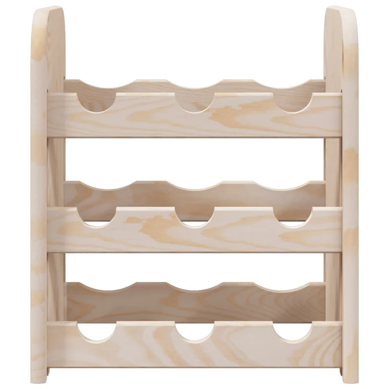 Casier range bouteilles étagère de rangement vin 3 niveaux 33 x 25 x 37 cm bois de pin DEC024353