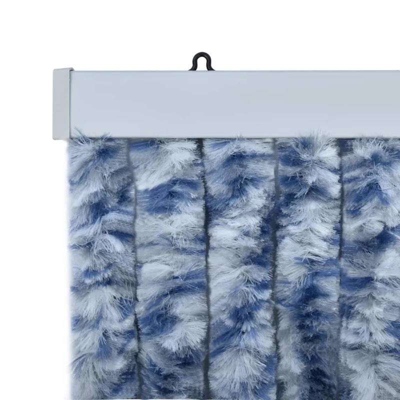Rideau contre insectes moustiquaire Bleu blanc et argenté 100x220 cm Chenille DEC022177