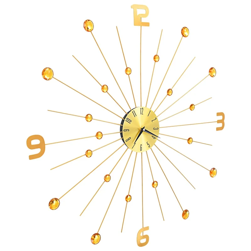 Horloge murale avec des détails en cristal brillant 70 cm en métal doré DEC022217