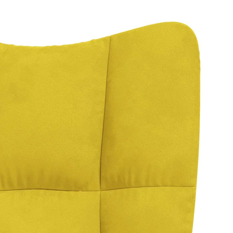 Fauteuil lounge chaise de canapé design moderne avec repose-pieds en velours jaune moutarde DEC026597