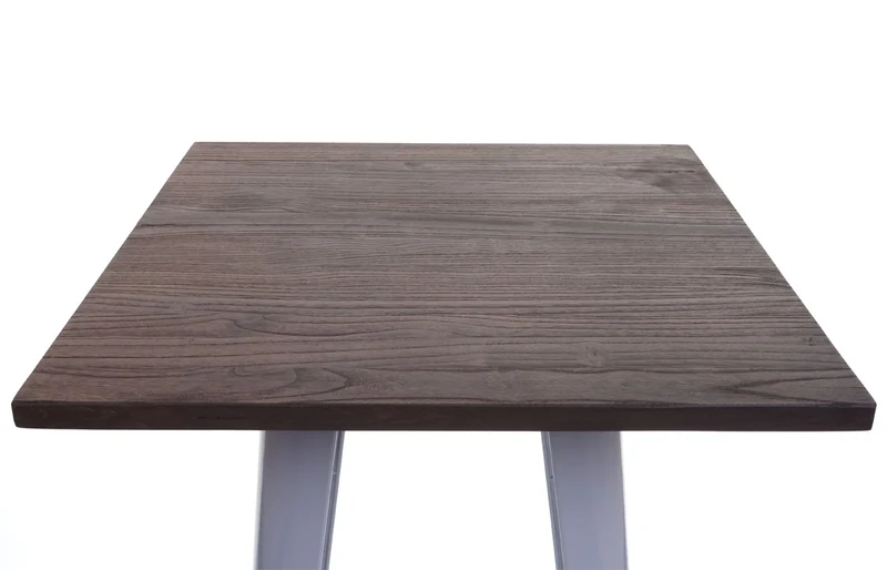 Table de bar bistro comptoir avec plateau en bois et métal gris design industriel 107x60x60 cm 04_0008511