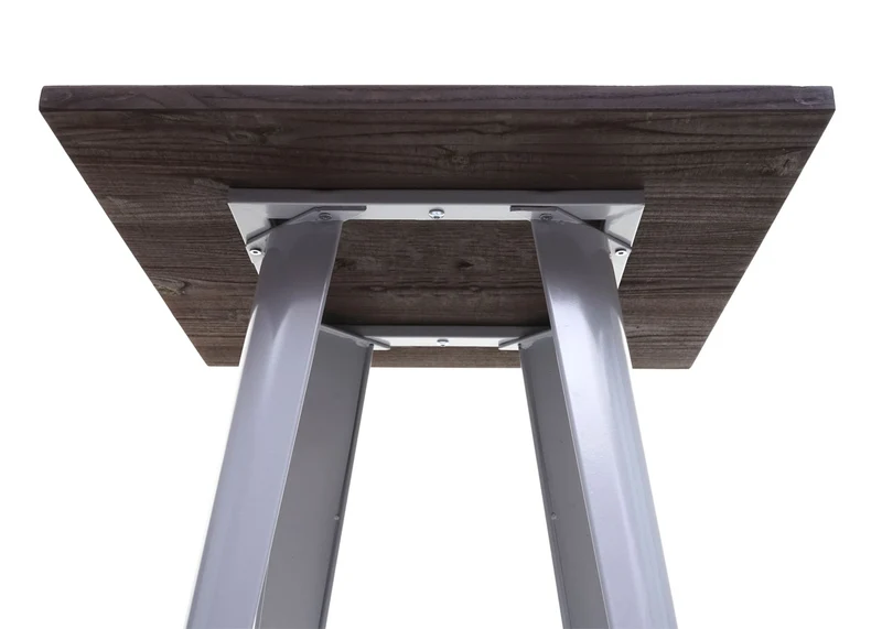 Table de bar bistro comptoir avec plateau en bois et métal gris design industriel 107x60x60 cm 04_0008511